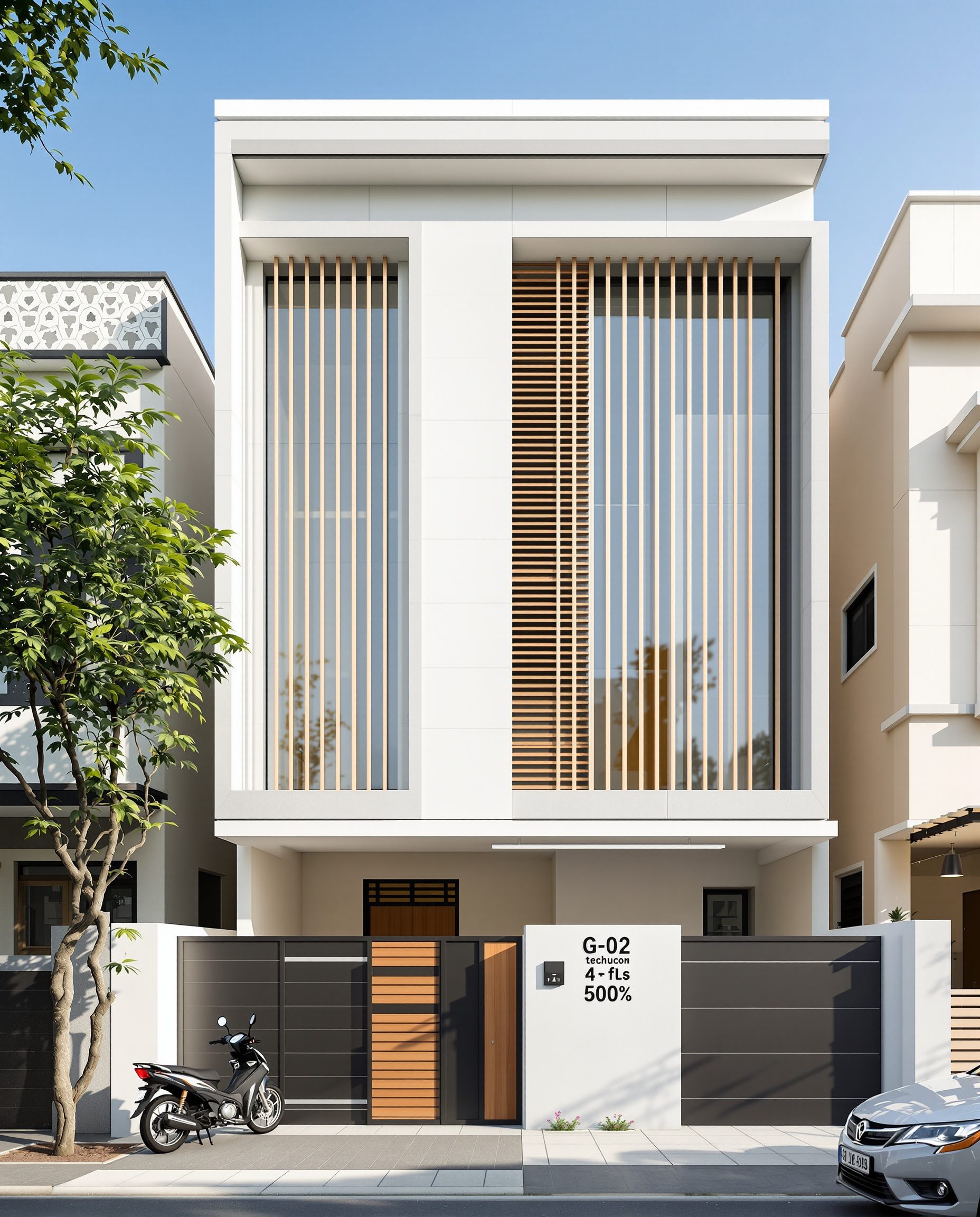 Surat Contemporary Row House — White Modern
