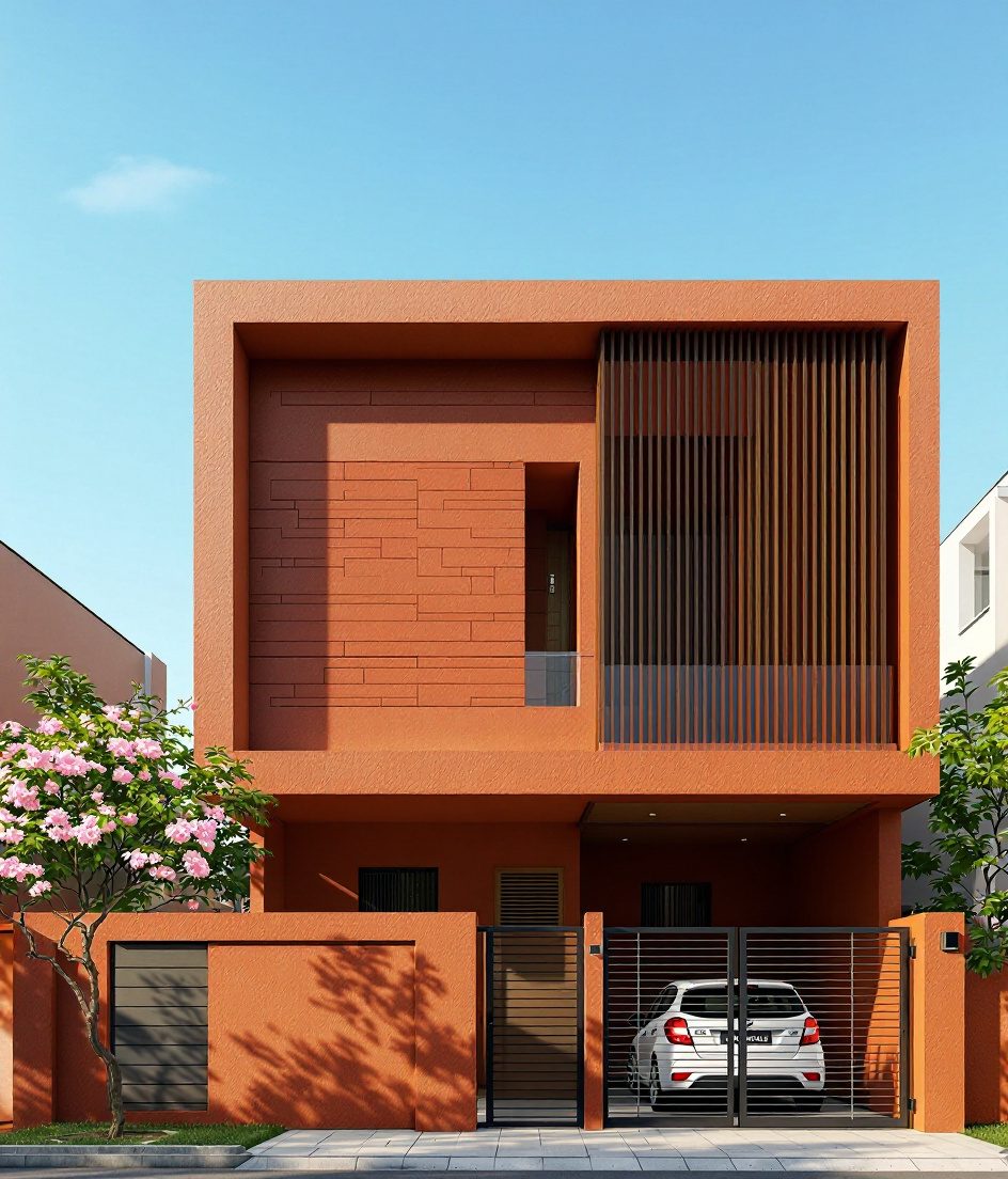 Contemporary Bangalore Villa — Walnut Classic