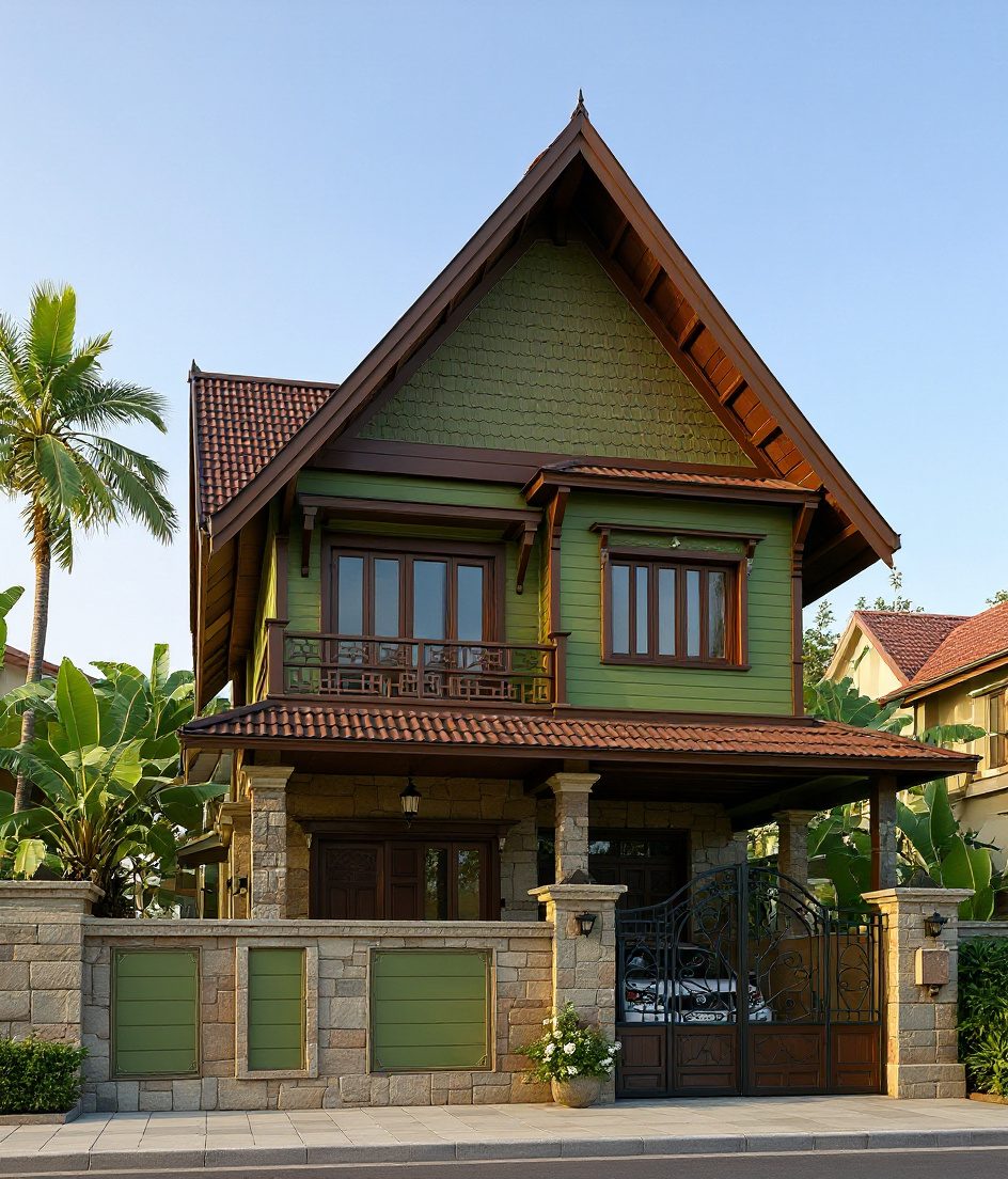 Kerala Sloped-Roof House — Sage & Brass