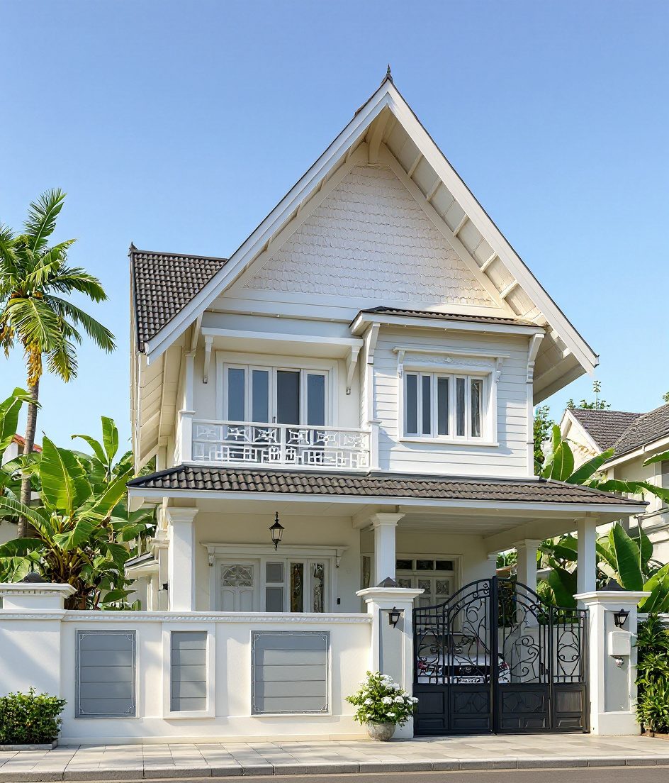 Kerala Sloped-Roof House — White Modern