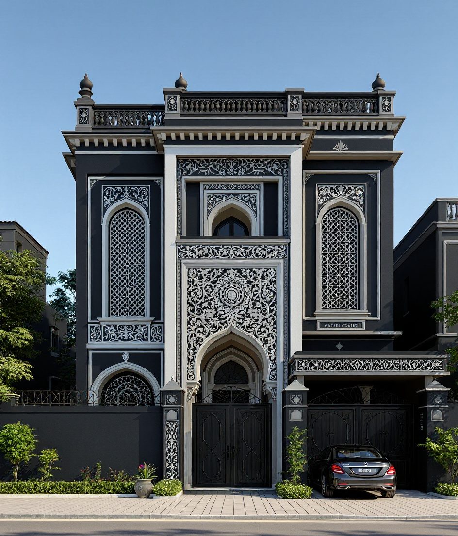 Jaipur Stone Luxury Bungalow — Charcoal Minimal
