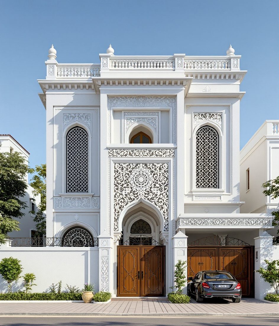 Jaipur Stone Luxury Bungalow — White Modern