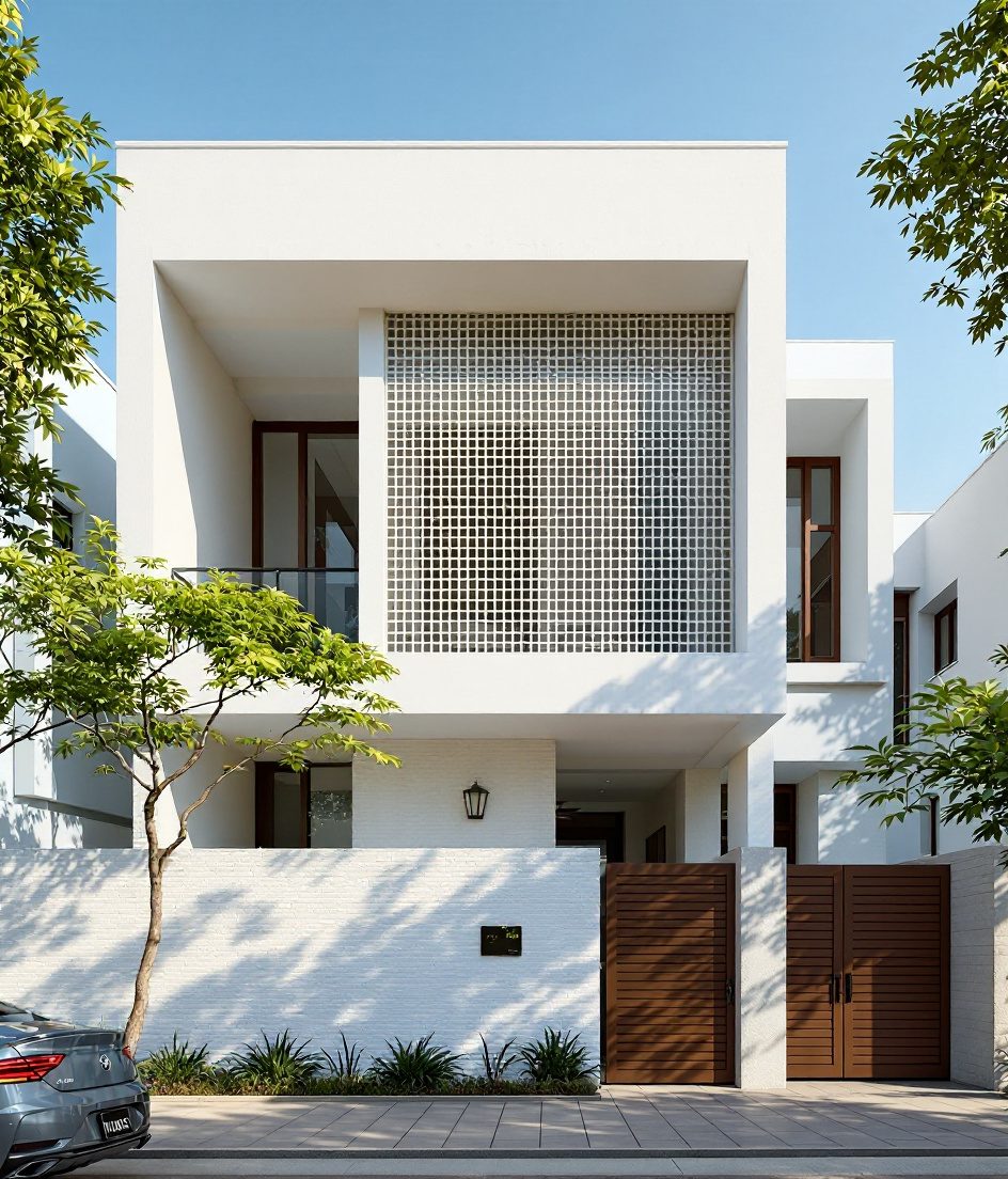 Ahmedabad Courtyard Villa — White Modern