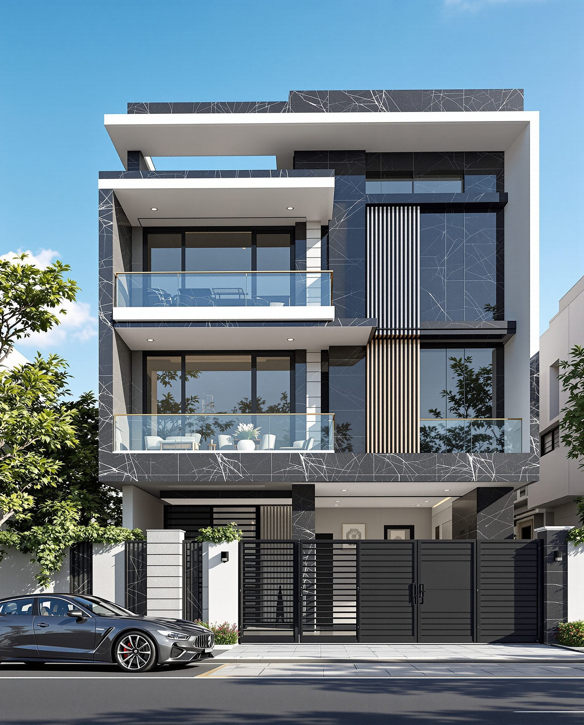 Hyderabad Luxury Triplex — Charcoal Minimal