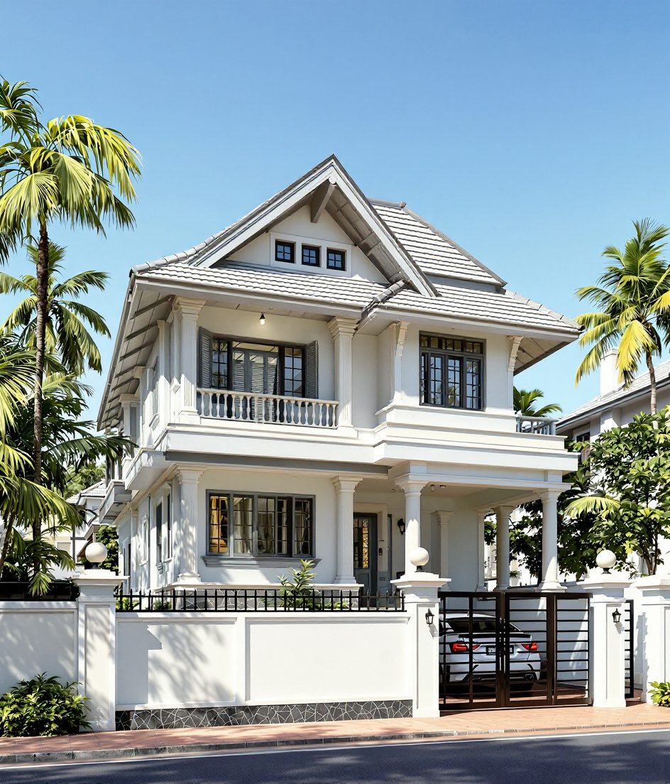 Mangalore Tiled House — White Modern