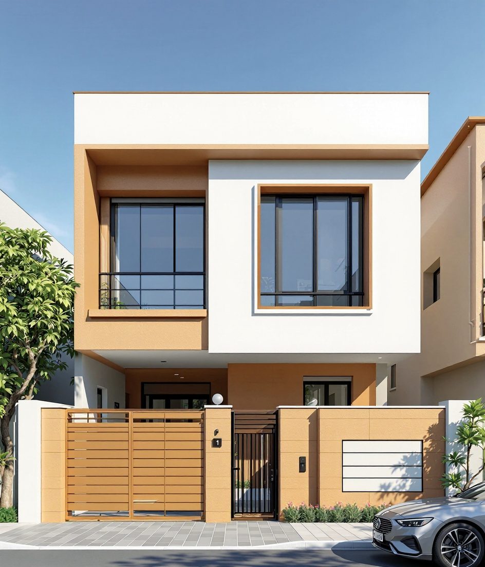 Hyderabad Minimalist Render — Warm Oak