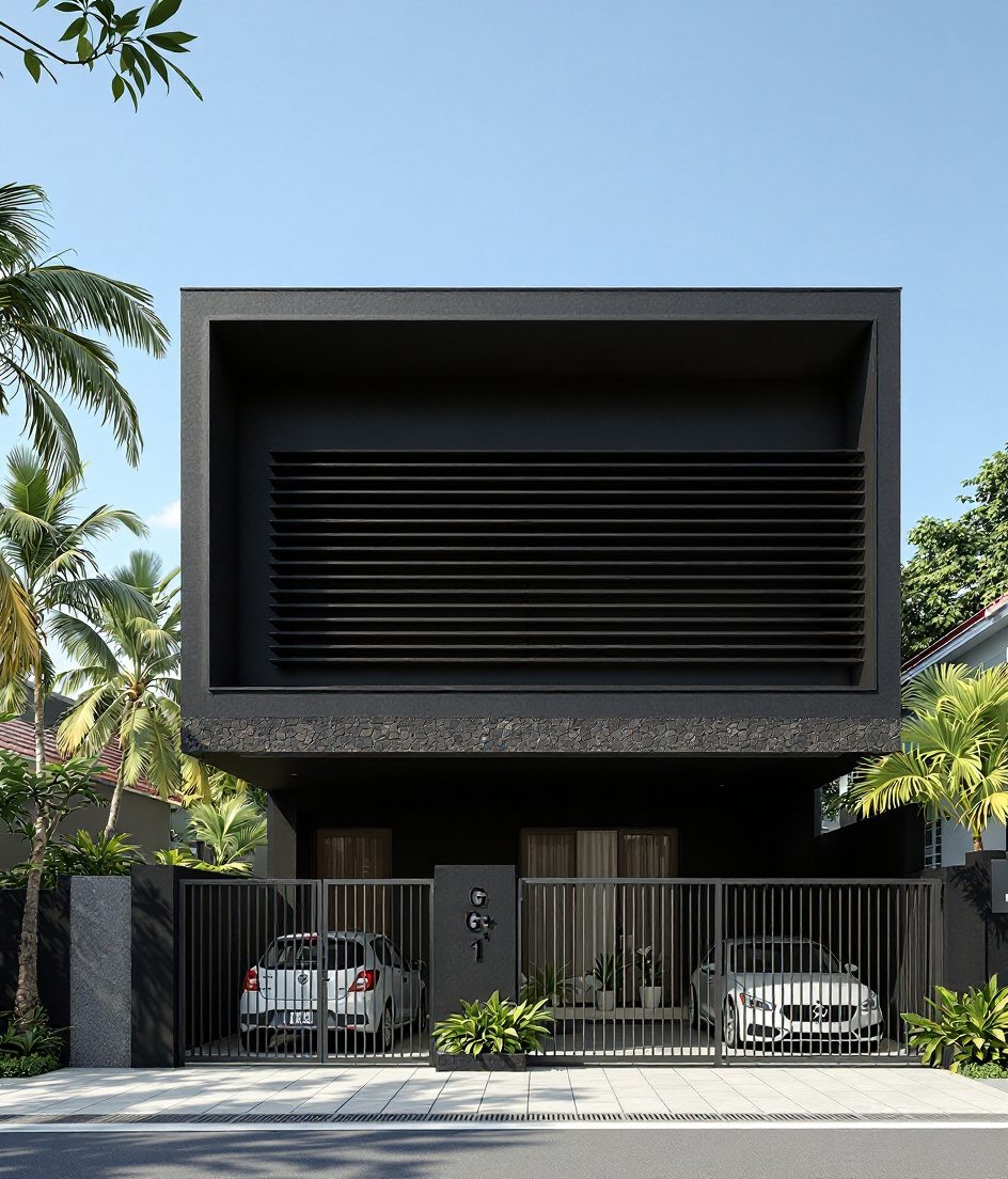 Kochi Minimalist Strip House — Charcoal Minimal