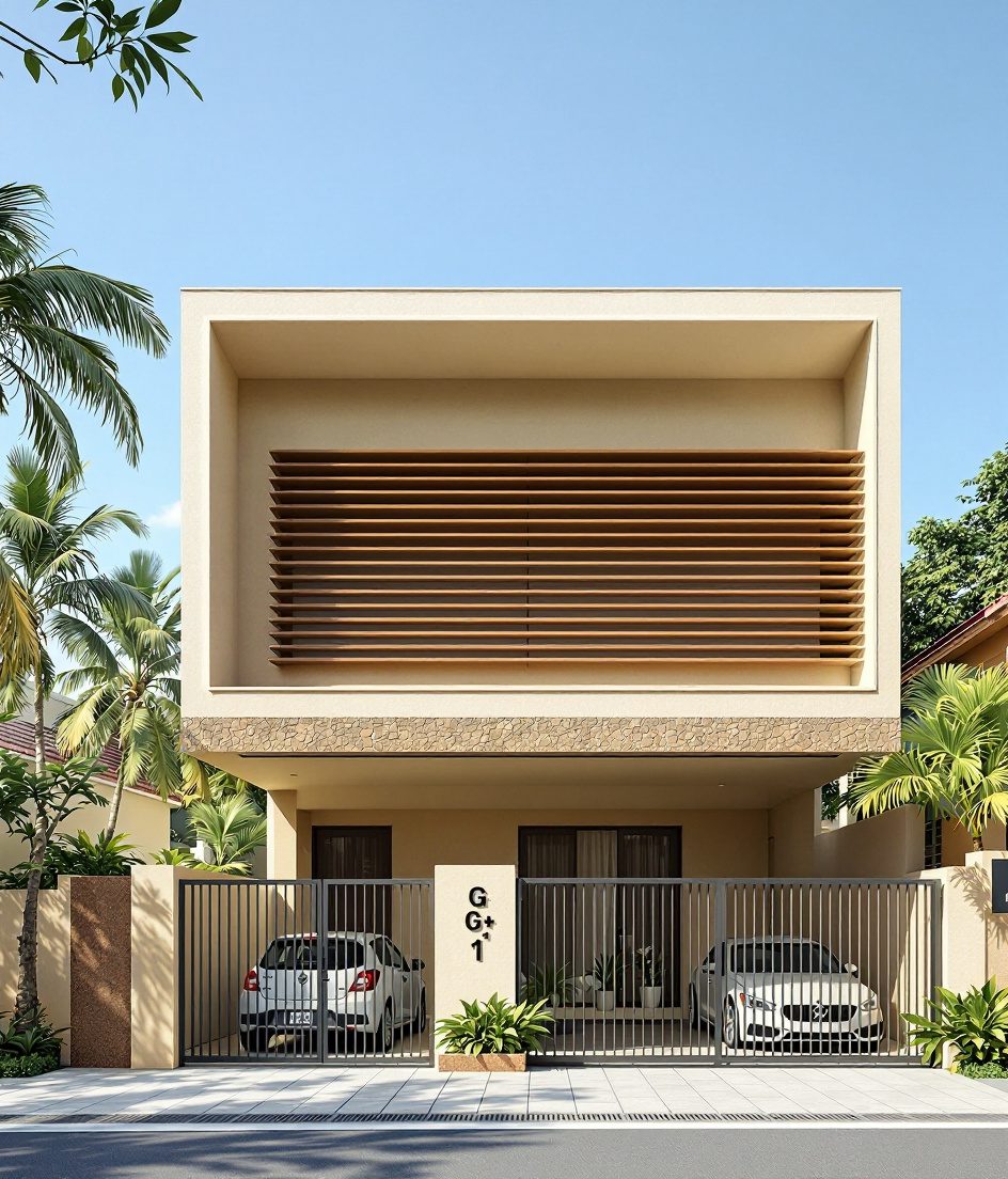 Kochi Minimalist Strip House — Warm Oak