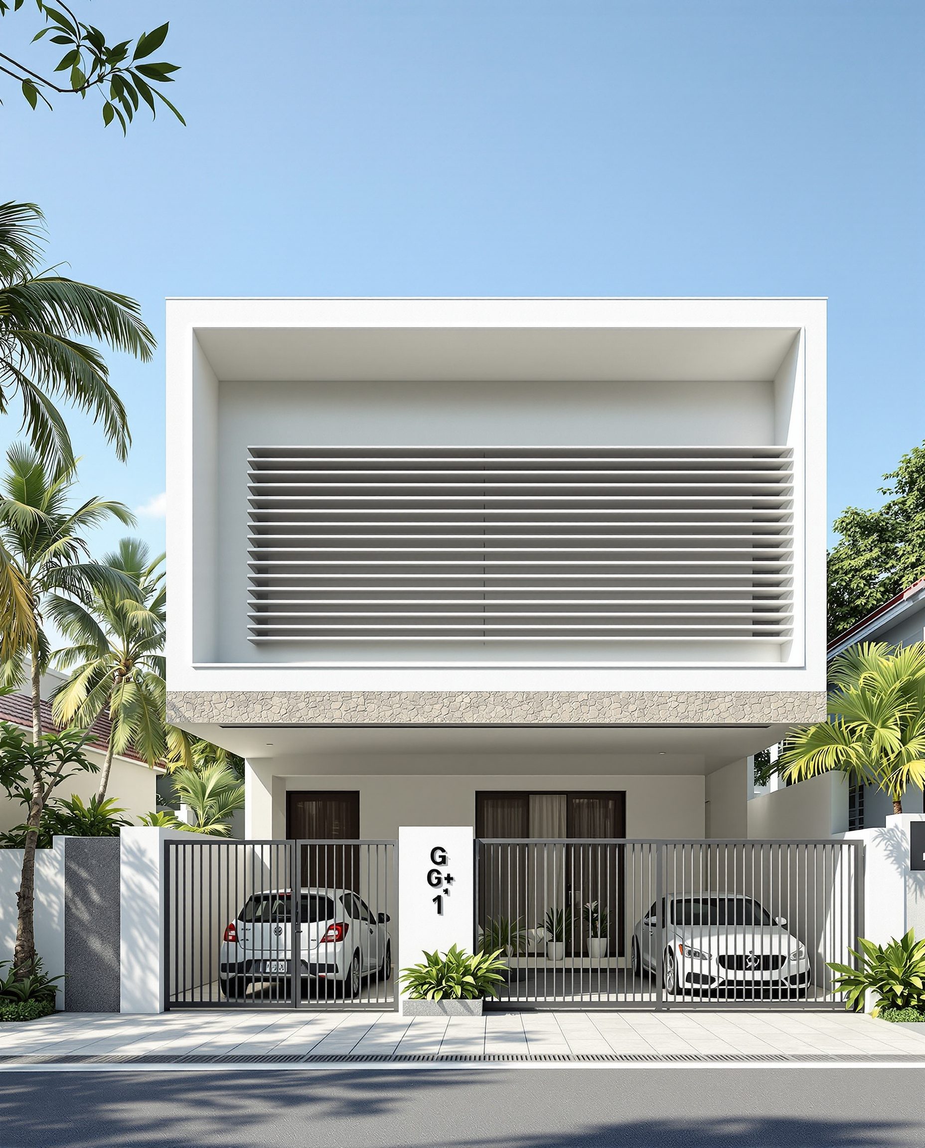 Kochi Minimalist Strip House — White Modern