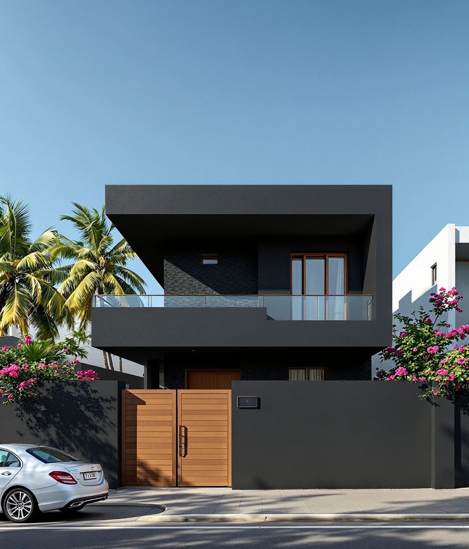 Goa Minimalist White Villa — Charcoal Minimal
