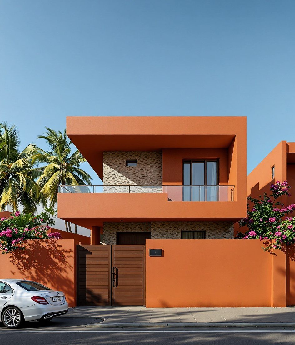 Goa Minimalist White Villa — Walnut Classic