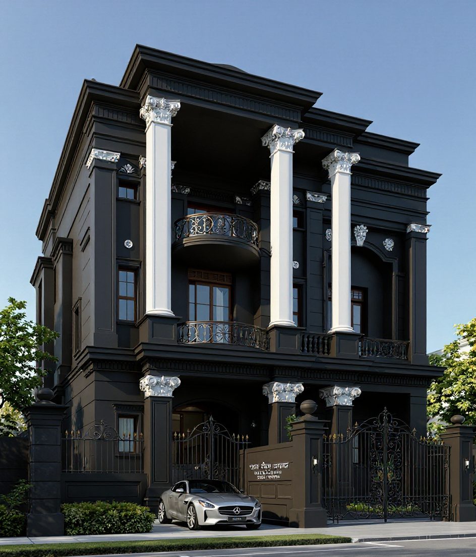 Punjabi Grand Kothi — Charcoal Minimal