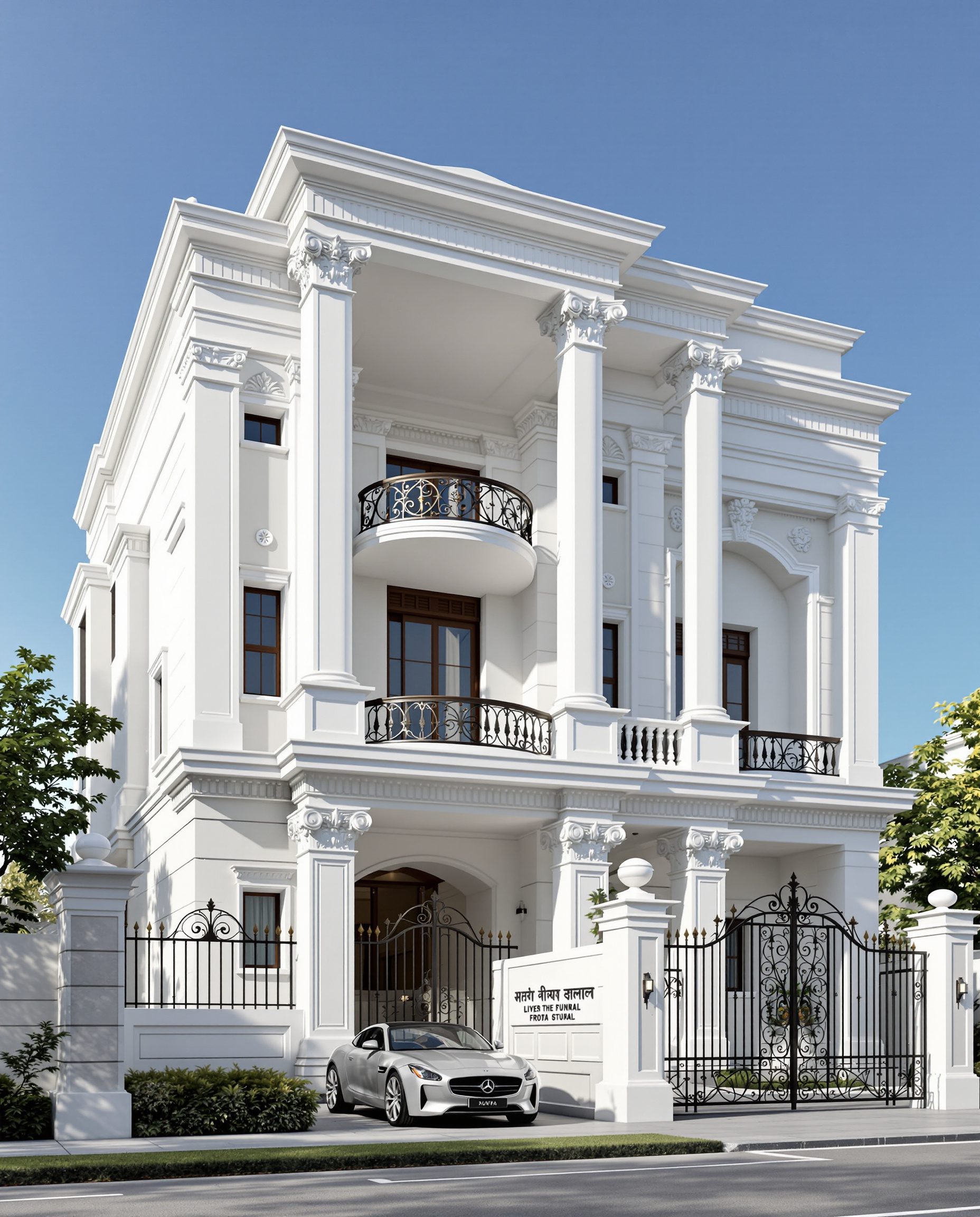 Punjabi Grand Kothi — White Modern