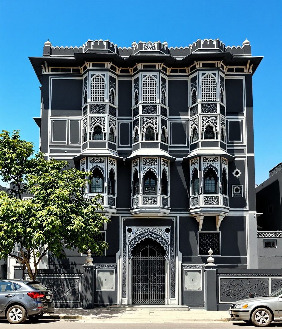Jaipur Rajasthani Haveli — Charcoal Minimal