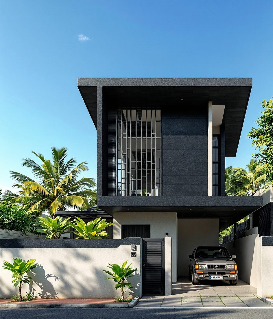 Kochi Laterite Eco House — Charcoal Minimal