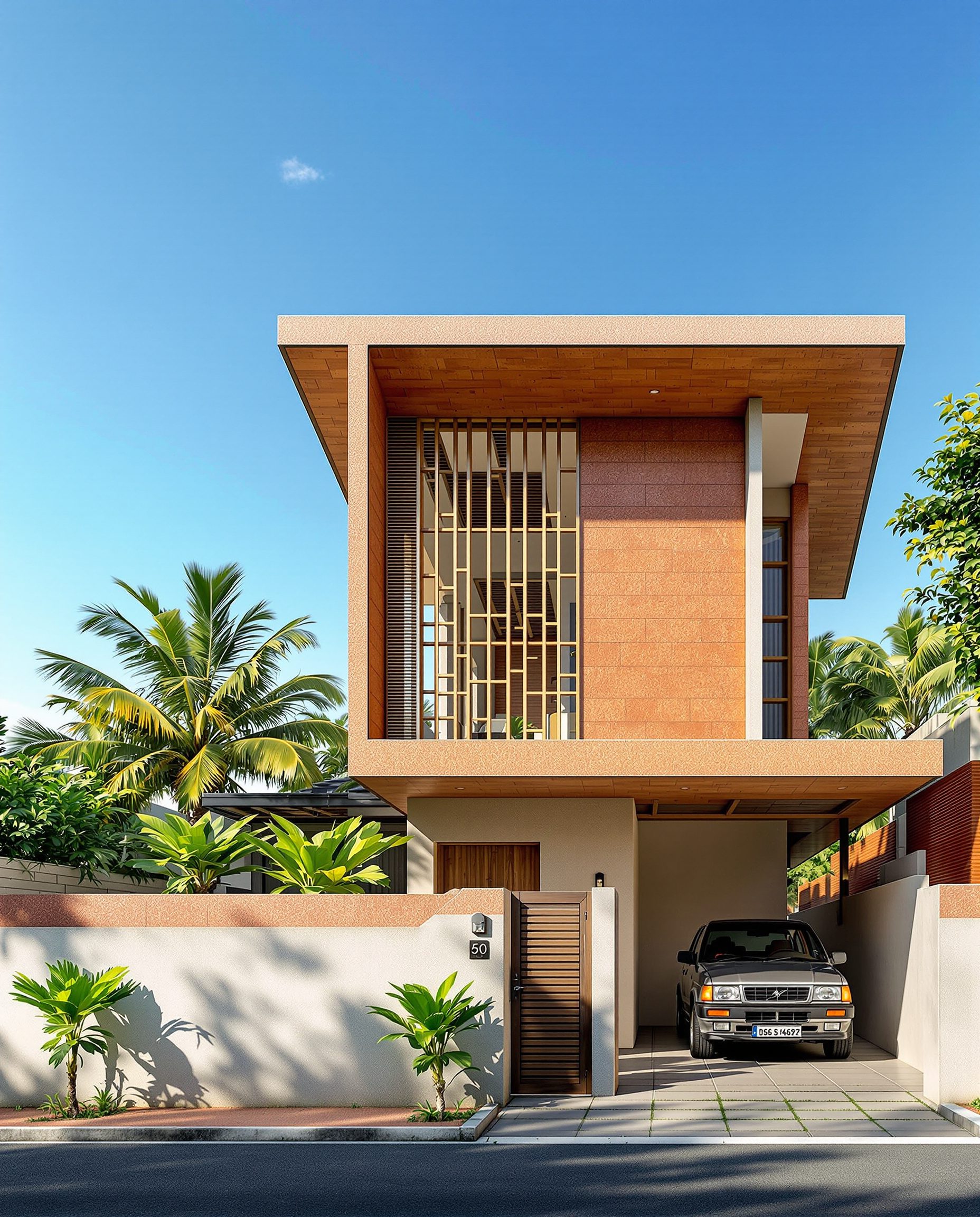 Kochi Laterite Eco House — Warm Oak