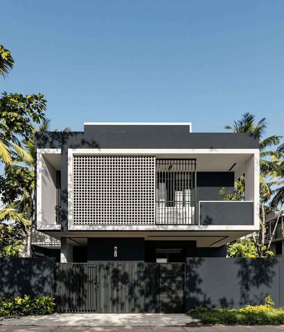 Auroville Earth House — Charcoal Minimal