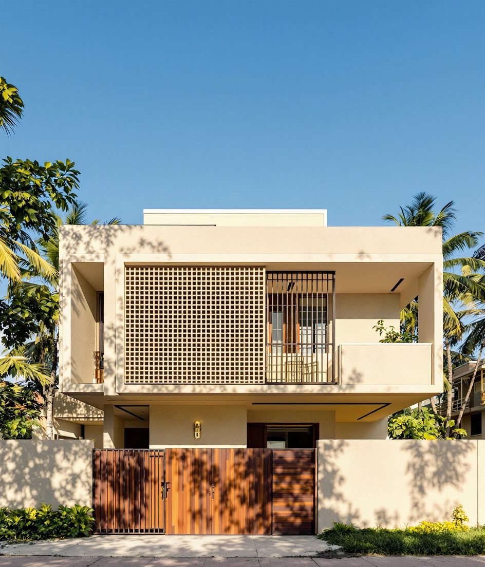 Auroville Earth House — Warm Oak