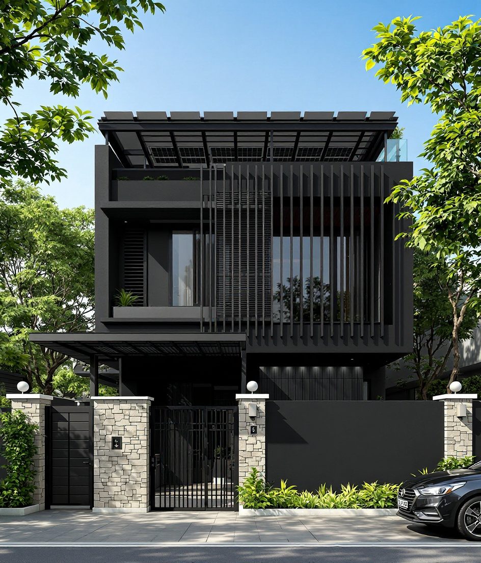 Bangalore Solar Villa — Charcoal Minimal