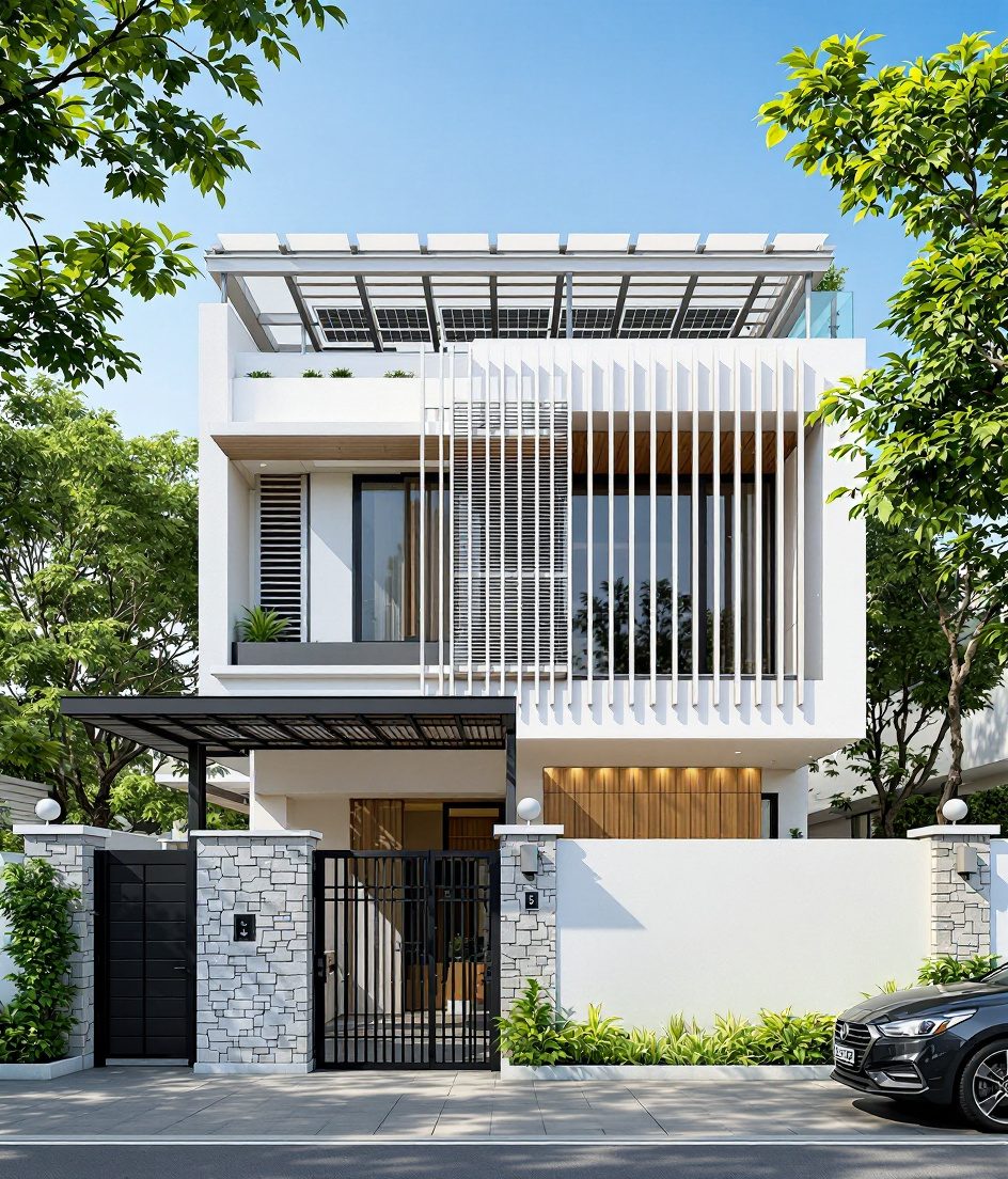 Bangalore Solar Villa — White Modern