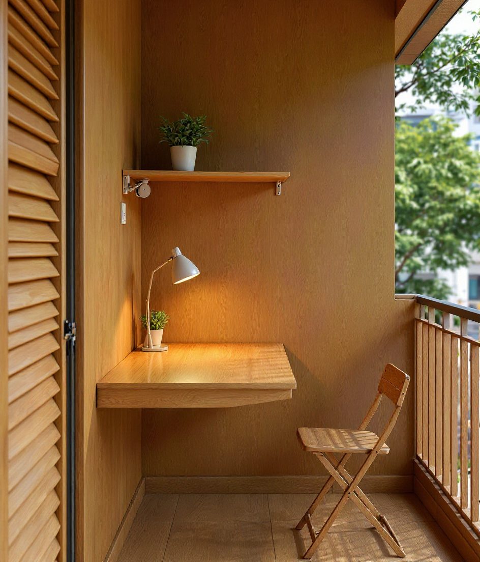 Balcony Edge Foldaway Desk — Warm Oak