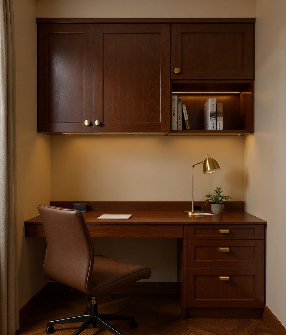 Compact 3BHK Study Cabin — Walnut Classic
