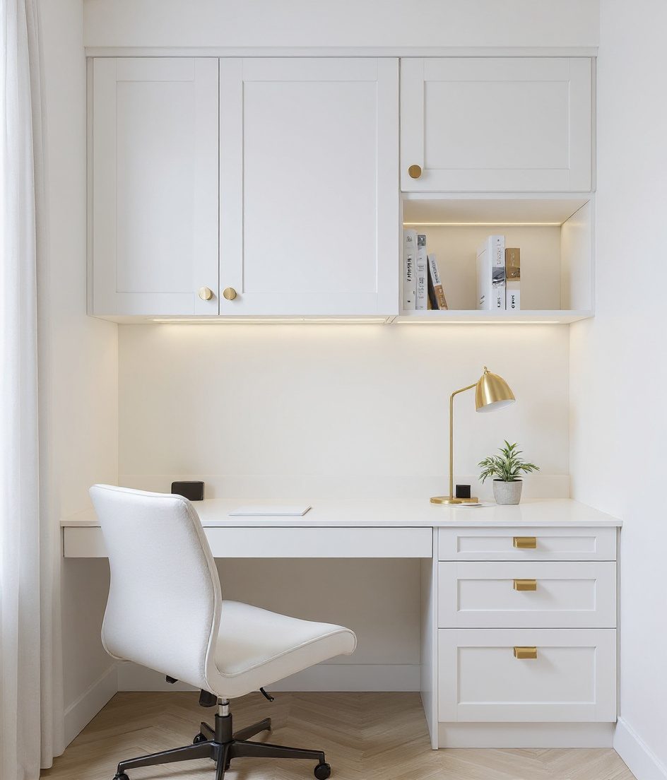 Compact 3BHK Study Cabin — White Modern