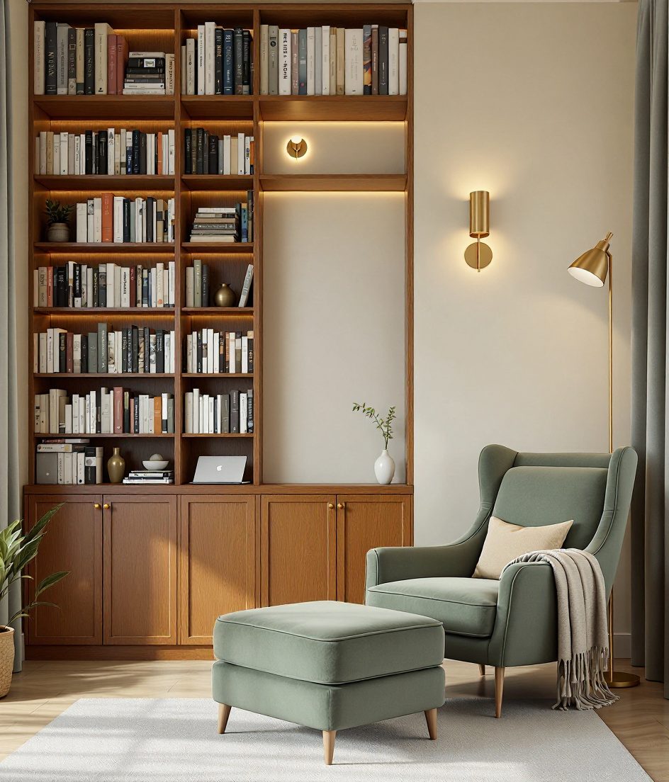 Cosy Reading Snug Library — Warm Oak