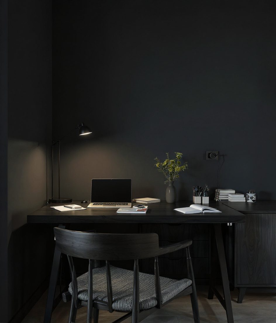 Dining Table Flex Work Zone — Charcoal Minimal