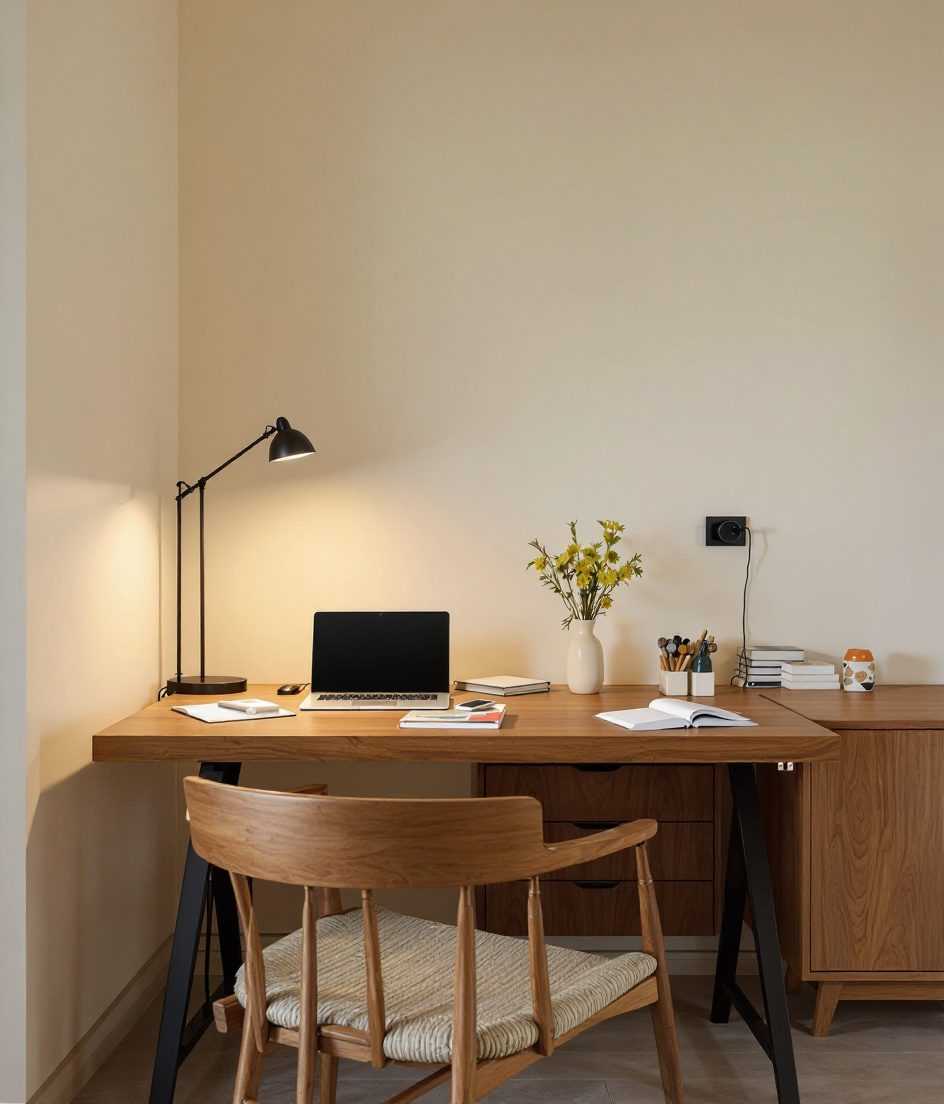Dining Table Flex Work Zone — Warm Oak