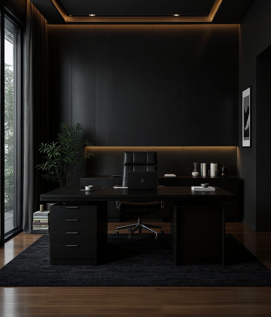 Executive Cabin Credenza Office — Charcoal Minimal