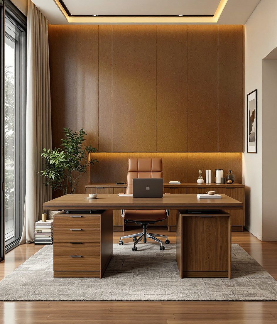 Executive Cabin Credenza Office — Warm Oak