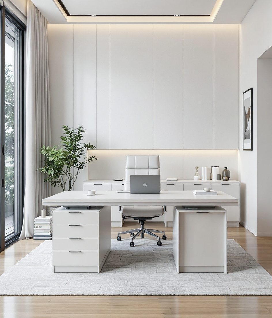 Executive Cabin Credenza Office — White Modern