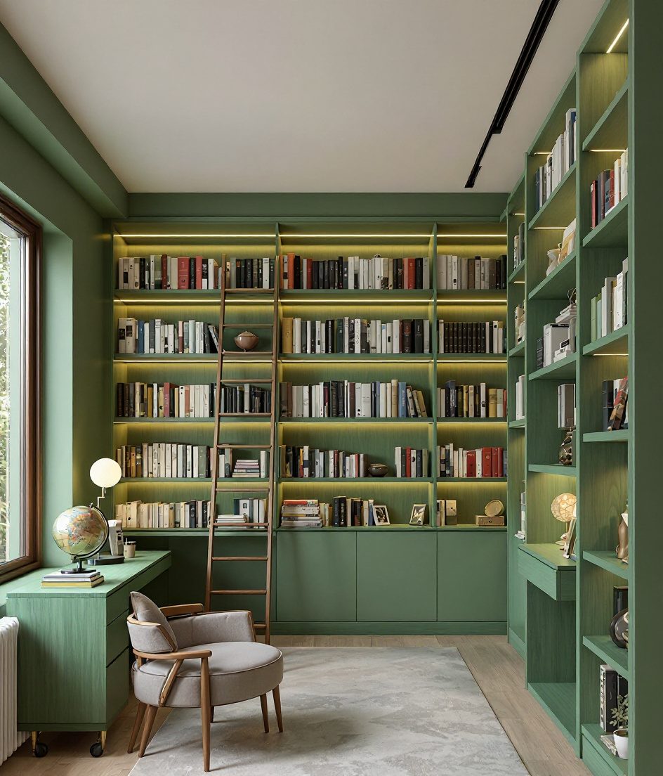 Floor To Ceiling Home Library — Sage & Brass