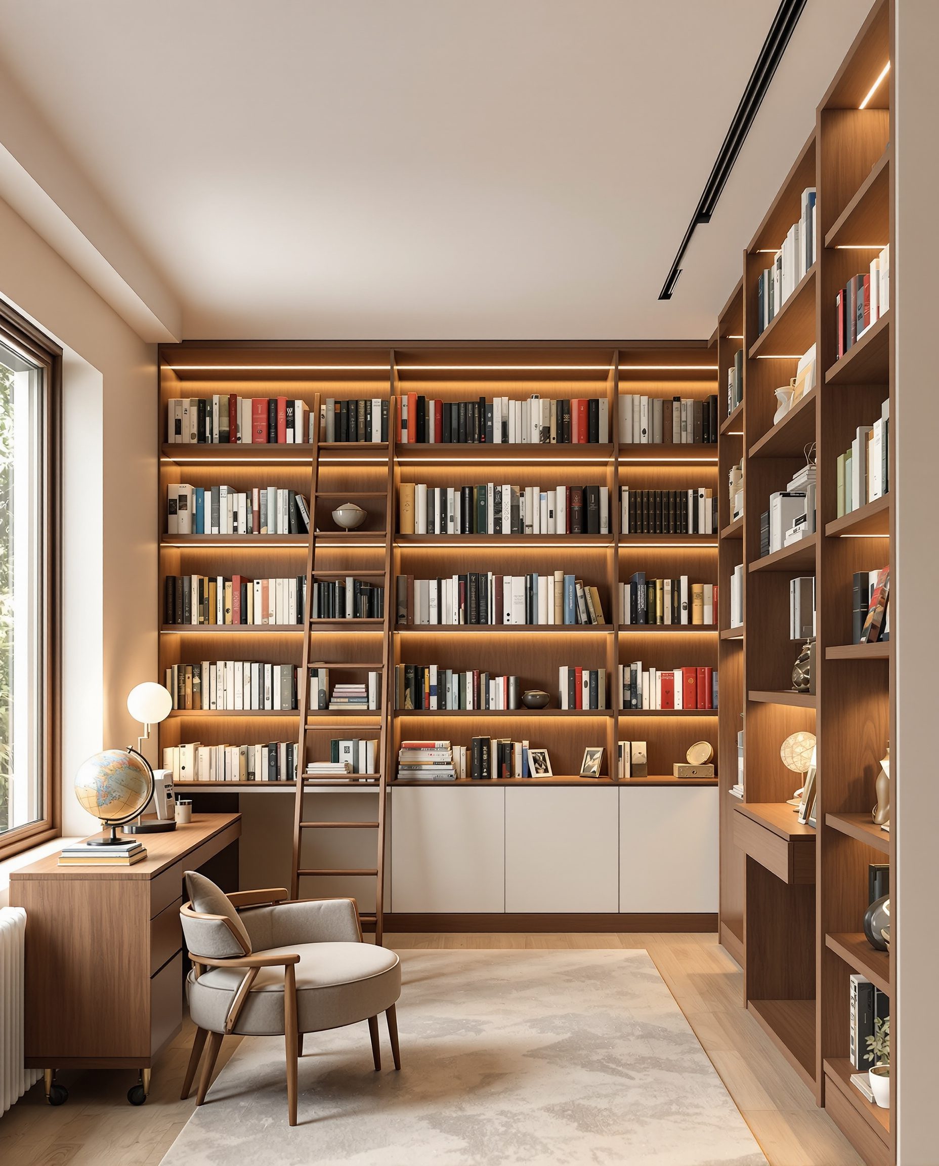 Floor To Ceiling Home Library — Walnut Classic