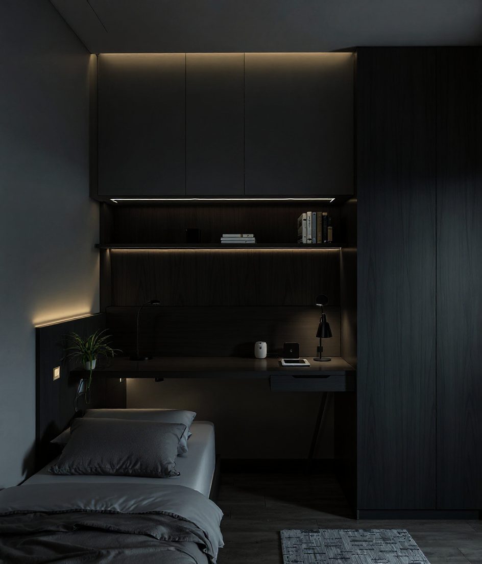 Guest Bed With Day Desk — Charcoal Minimal