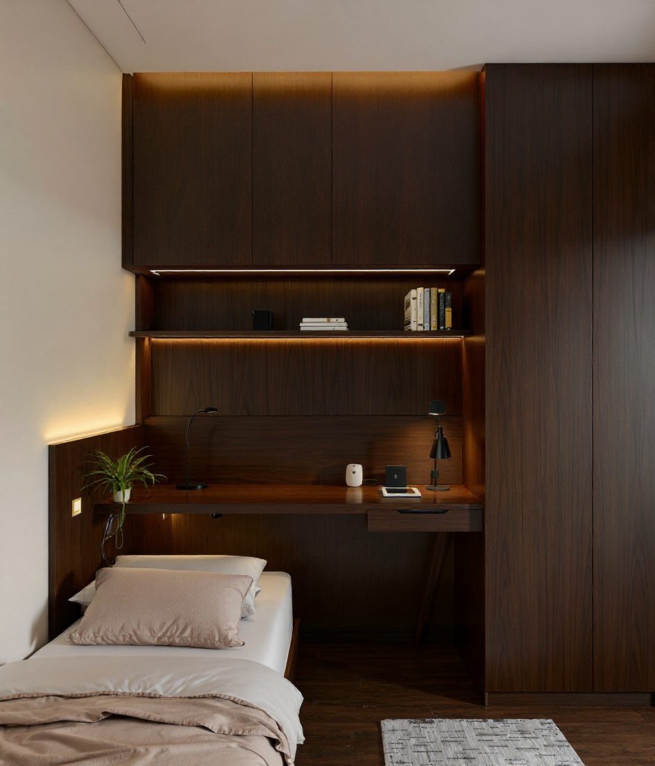 Guest Bed With Day Desk — Walnut Classic