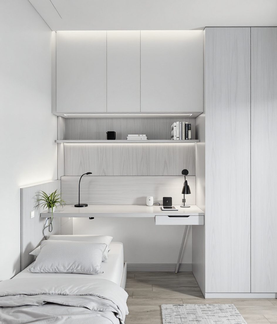 Guest Bed With Day Desk — White Modern