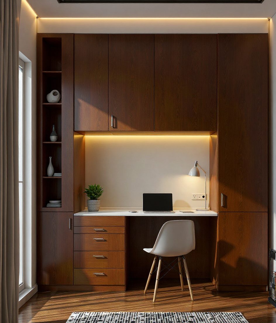 Guest Room Study With Murphy Bed — Walnut Classic