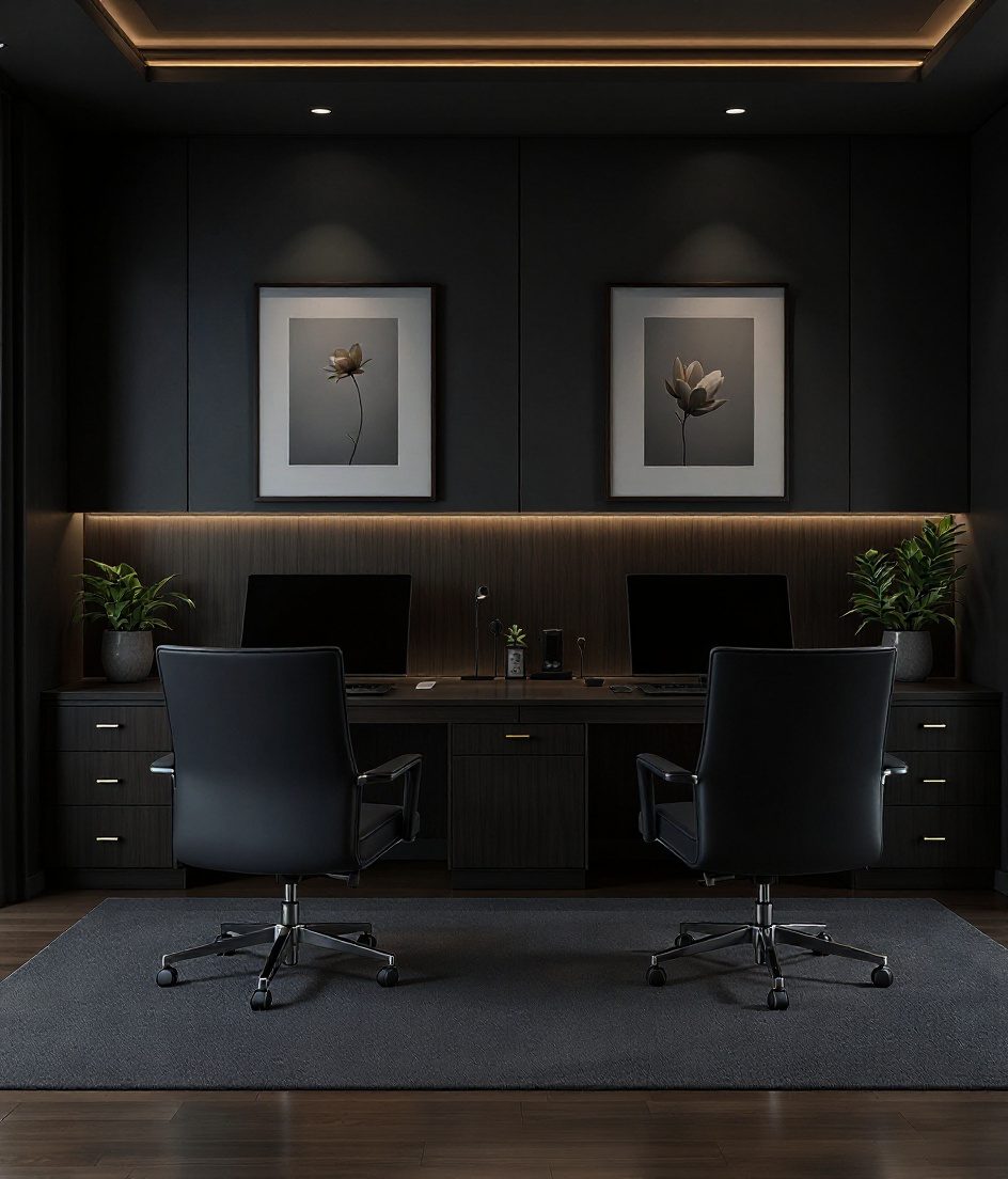His And Hers Dual Executive Office — Charcoal Minimal