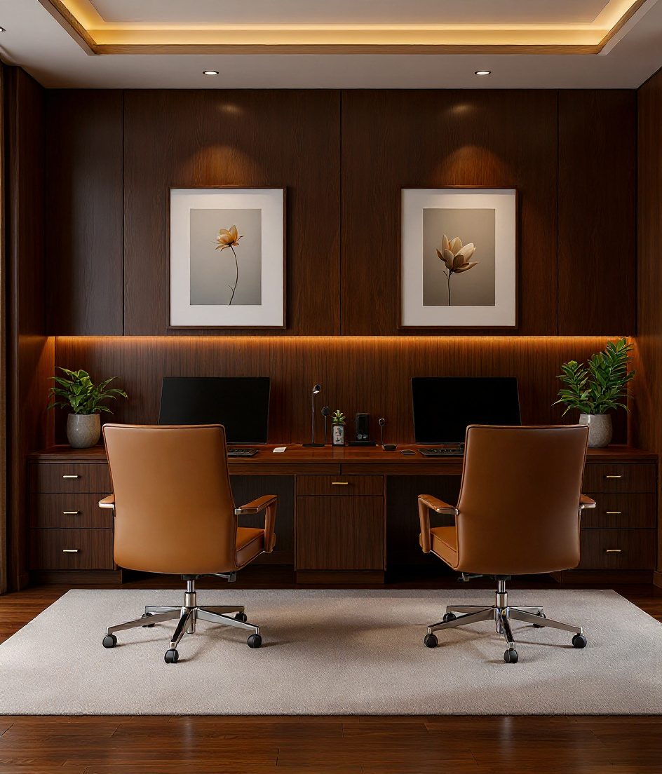 His And Hers Dual Executive Office — Walnut Classic
