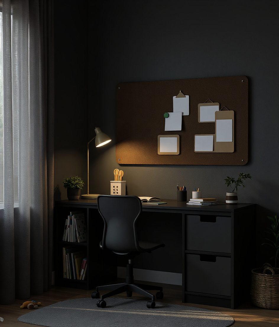 Homework Bench Study Corner — Charcoal Minimal
