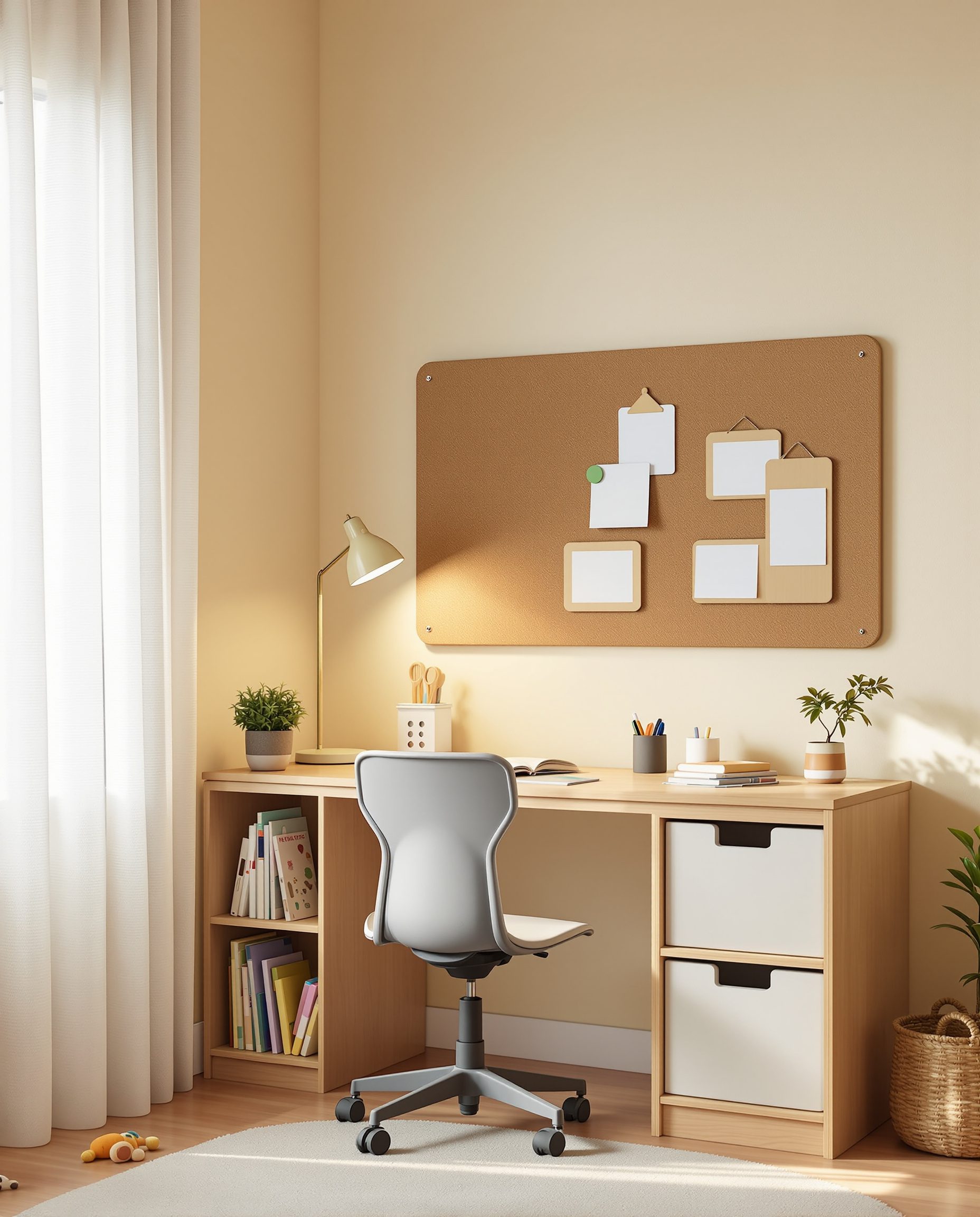 Homework Bench Study Corner — Warm Oak