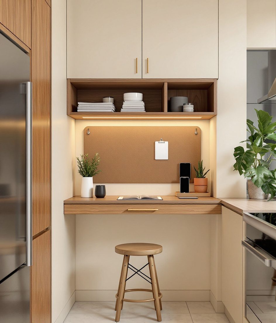 Kitchen End Command Nook — Warm Oak