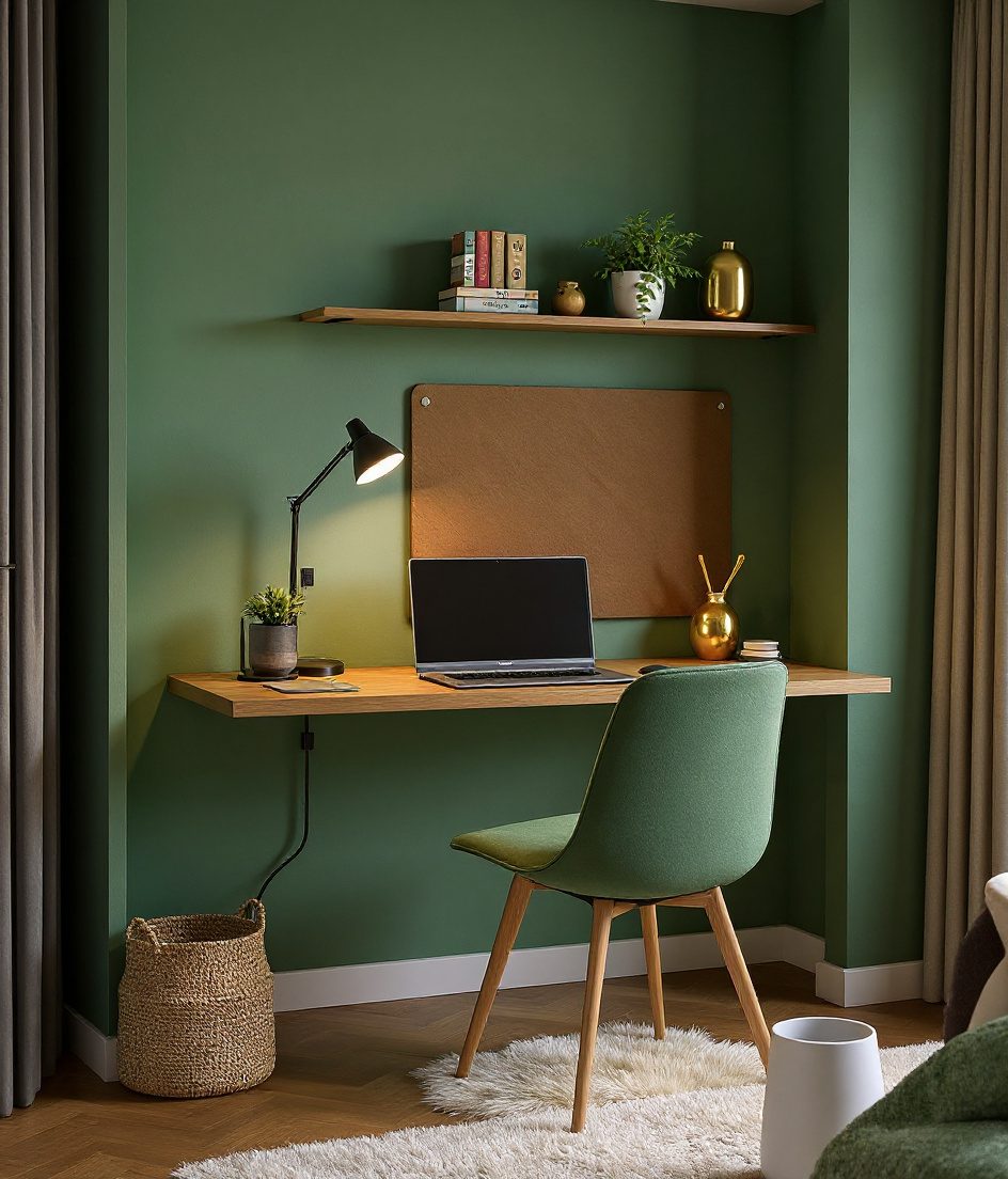 Living Corner Floating Desk Nook — Sage & Brass