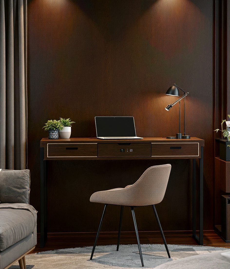 Living Room Sofa Back Desk — Walnut Classic