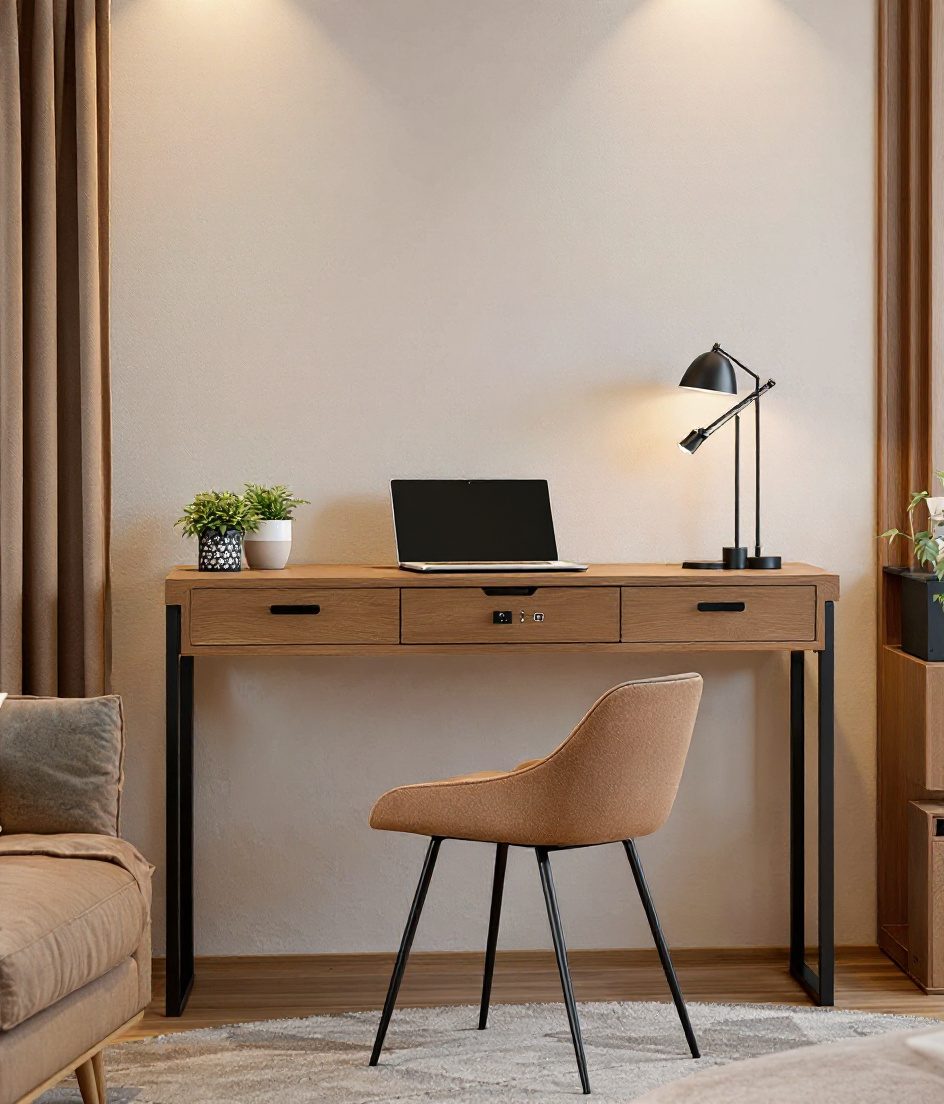 Living Room Sofa Back Desk — Warm Oak