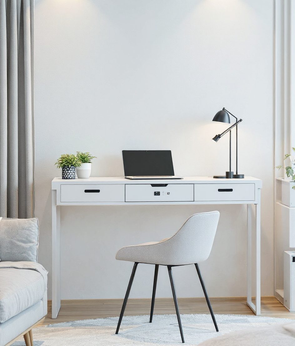 Living Room Sofa Back Desk — White Modern