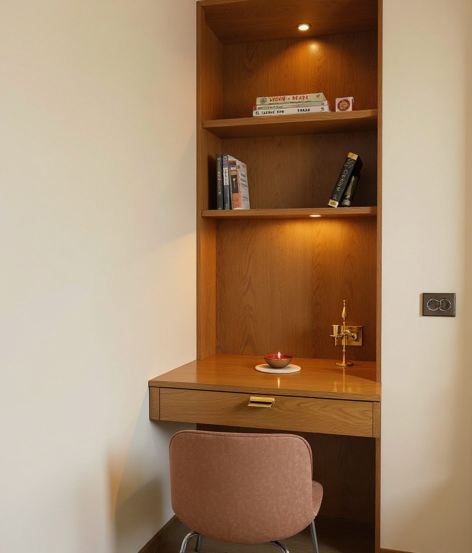 Puja Adjacent Quiet Study — Warm Oak