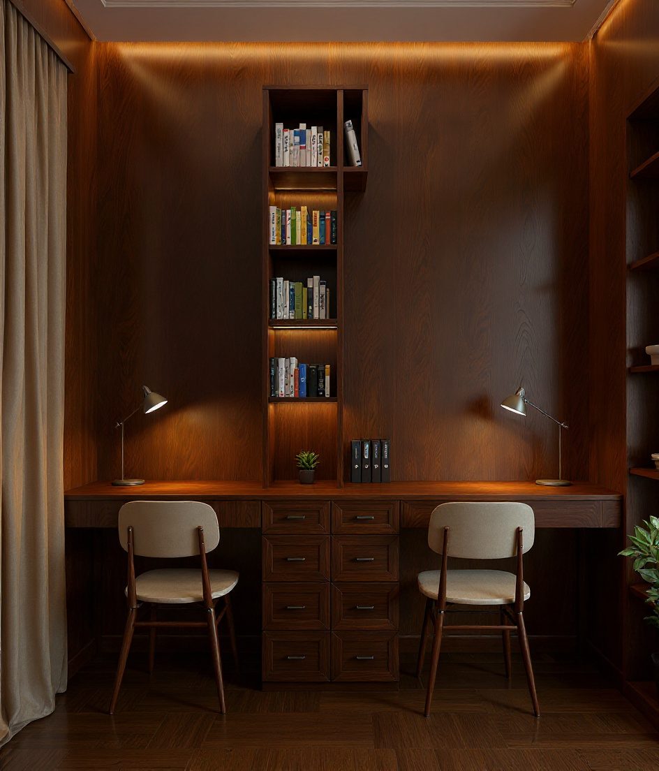 Students Twin Desk Study Room — Walnut Classic